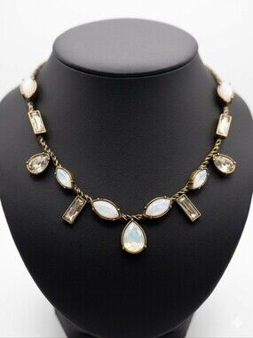 Vintage Silpada Keri Rust KR Necklace, Opalescent Glass & Crystal Statement